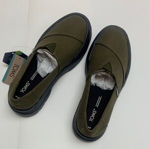 TOMS Alpargata Combat Low Dark Olive Canvas Slip-On Loafers size: 6.5